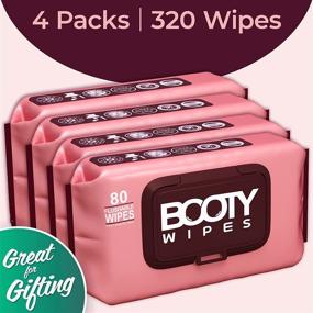 img 3 attached to 🚽 320 Flushable Wet Wipes for Women - Feminine Wipes with Vitamin-E & Aloe, pH Balanced (4 Flip-Top Packs of 80) - Total of 320 Wipes