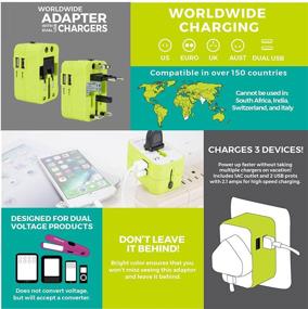 img 2 attached to 🌍 Travelon Worldwide Adapter with Dual USB Charger in Green - Compact Size and Versatile Functionality!