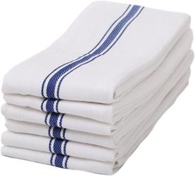 img 4 attached to 🧼 Keeble Outlets - Set of 6 Blue Striped Kitchen Towels: Highly Absorbent, Chef's Preferred, 100% Cotton Hand Towels and Table Linens