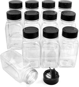 img 4 attached to SALUSWARE 12-Pack 9.5 Oz Plastic Spice Jars with Black Caps - Ideal for Storing Spice, Herbs, and Powders, BPA-Free PET Containers - Lined Caps - Made in The USA