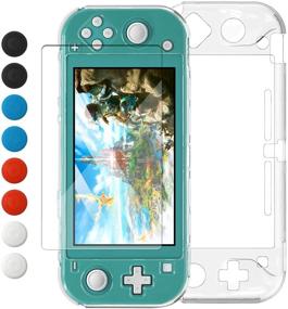 img 4 attached to 🔍 Crystal Clear Cover Case for Switch Lite: Ultra Slim PC Protective Case with Glass Screen Protector and 8 Thumb Grips Caps - Must-Have for Nintendo Switch Lite