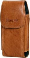 🔖 hengwin genuine leather iphone 12 pro max holster case with belt clip - brown logo