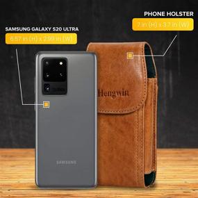 img 3 attached to 🔖 Hengwin Genuine Leather iPhone 12 Pro Max Holster Case with Belt Clip - Brown