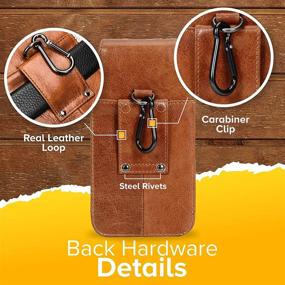 img 2 attached to 🔖 Hengwin Genuine Leather iPhone 12 Pro Max Holster Case with Belt Clip - Brown