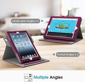 img 3 attached to 📱 Fintie 360 Degree Rotating iPad 2/3/4 Case with Corner Protection, Multi-Angle Stand Cover and Pocket, Auto Sleep Wake, Purple