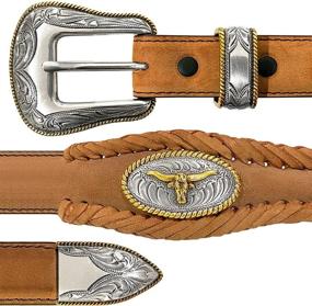 img 1 attached to Western Cowboy Matching Conchos Leather Men's Accessories in Belts