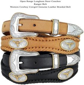 img 3 attached to Western Cowboy Matching Conchos Leather Men's Accessories in Belts