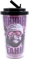 🏋️ universal wwe macho man 16-ounce plastic cold cup with flip straw by silver buffalo logo