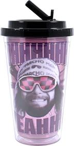 img 2 attached to 🏋️ Universal WWE Macho Man 16-Ounce Plastic Cold Cup with Flip Straw by Silver Buffalo