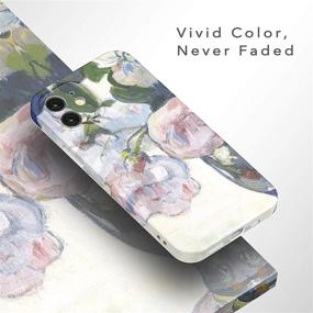 img 3 attached to Moodot iPhone 12 Case with Floral Aesthetic, Soft TPU Matte Protective Cover for Women, Art Painting Design for iPhone 12 6.1'', Van Gogh Inspired, Durable (White Rose)