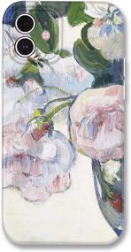 img 4 attached to Moodot iPhone 12 Case with Floral Aesthetic, Soft TPU Matte Protective Cover for Women, Art Painting Design for iPhone 12 6.1'', Van Gogh Inspired, Durable (White Rose)