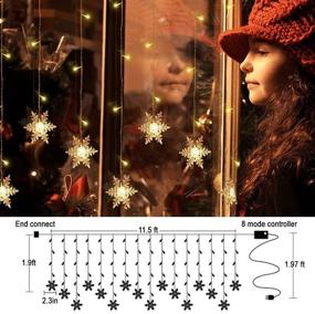 img 1 attached to 🎄 20ft Christmas Snowflake Window Curtain Fairy Lights - 40 LED Battery Operated Waterproof Indoor Outdoor Decorations for Bedroom, Party, Patio, Garden, and Xmas Tree Décor