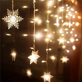 img 3 attached to 🎄 20ft Christmas Snowflake Window Curtain Fairy Lights - 40 LED Battery Operated Waterproof Indoor Outdoor Decorations for Bedroom, Party, Patio, Garden, and Xmas Tree Décor