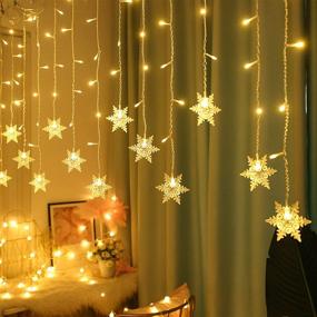 img 4 attached to 🎄 20ft Christmas Snowflake Window Curtain Fairy Lights - 40 LED Battery Operated Waterproof Indoor Outdoor Decorations for Bedroom, Party, Patio, Garden, and Xmas Tree Décor