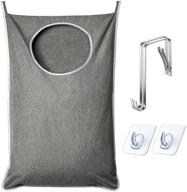 anstrout extra large hanging laundry hamper, tear-resistant door hamper with 2 types hooks, grey - save bathroom space, hanging laundry bag (36.5x 22 inch) logo