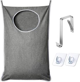 img 4 attached to ANSTROUT Extra Large Hanging Laundry Hamper, Tear-resistant Door Hamper with 2 Types Hooks, Grey - Save Bathroom Space, Hanging Laundry Bag (36.5x 22 Inch)