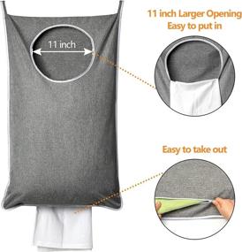 img 2 attached to ANSTROUT Extra Large Hanging Laundry Hamper, Tear-resistant Door Hamper with 2 Types Hooks, Grey - Save Bathroom Space, Hanging Laundry Bag (36.5x 22 Inch)