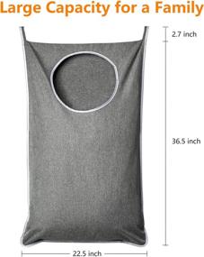 img 3 attached to ANSTROUT Extra Large Hanging Laundry Hamper, Tear-resistant Door Hamper with 2 Types Hooks, Grey - Save Bathroom Space, Hanging Laundry Bag (36.5x 22 Inch)
