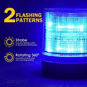 img 3 attached to 🚨 Xprite Blue 12-LED Rotating Beacon Strobe Light with Magnetic Mount - Revolving Warning Flashing Light for Caution Vehicle Fire Service, Emergency Ambulance, Volunteer Service