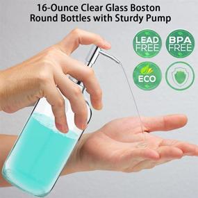 img 1 attached to 💎 Premium Glass Soap Dispenser with Durable Rust-Proof Pump, 16 Oz Kitchen Dish Soap Dispenser, Refillable Liquid Hand Soap Dispenser for Bathroom, Thick Glass Kitchen Soap Dispenser