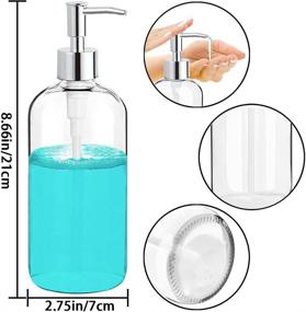 img 2 attached to 💎 Premium Glass Soap Dispenser with Durable Rust-Proof Pump, 16 Oz Kitchen Dish Soap Dispenser, Refillable Liquid Hand Soap Dispenser for Bathroom, Thick Glass Kitchen Soap Dispenser