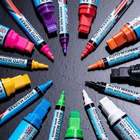 img 2 attached to Blue Car Paint Marker Pens - For All Surfaces, Including Windows, Glass, Tires, and Metal - Suitable for Cars, Trucks, Bicycles - Water-Based Wet Erase Removable Markers Pen