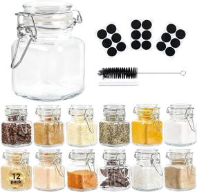 img 4 attached to 🐙 12 Pack Glass Octopus 3oz Spice Jars with Airtight Sealed Lids - Small Glass Mason Jars for Spices, Seasonings - Clear Mini Jars with Leakproof Rubber Gasket. Includes Free Labels, Pens, Brush (100ML)