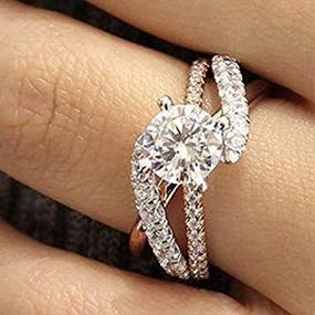 img 1 attached to 💍 Metmejiao 18K Rose Gold Plated CZ Crystal Square Simulated Diamond Engagement Ring Promise Rings for Women (Size 9)