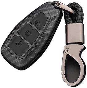 img 4 attached to Ontto For Ford Carbon Fiber Smart Key Cover Case Key Shell Remote Key Box Key Chain Key Ring Prevent Scratch And Falling Fits Ford Mondeo Focus 3 MK3 ST Kuga Titanium (Black)