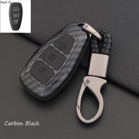 img 3 attached to Ontto For Ford Carbon Fiber Smart Key Cover Case Key Shell Remote Key Box Key Chain Key Ring Prevent Scratch And Falling Fits Ford Mondeo Focus 3 MK3 ST Kuga Titanium (Black)