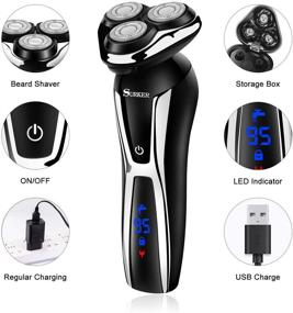 img 1 attached to 🪒 SURKER 3 in 1 Electric Shaver Razor Cordless Beard Trimmer for Men - Plus Nose Hair Trimmer - Grooming Kit with Facial Cleansing Brush - Wet Dry Waterproof - USB Rechargeable