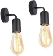 🔦 2-pack ledgm vintage iron wall sconce lighting edison wall lamps, retro industrial wall light fixture, minimalist wall lighting for bedroom, living room, pub, coffee shop, balcony entrance in black - enhanced seo логотип