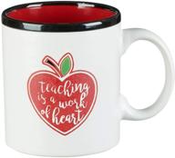 🍎 teacher appreciation gift: teaching is a work of heart - white ceramic coffee mug with red heart apple, 13 oz drinking mug logo