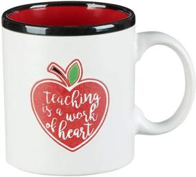 img 3 attached to 🍎 Teacher Appreciation Gift: Teaching is a Work of Heart - White Ceramic Coffee Mug with Red Heart Apple, 13 oz Drinking Mug