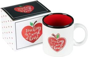 img 1 attached to 🍎 Teacher Appreciation Gift: Teaching is a Work of Heart - White Ceramic Coffee Mug with Red Heart Apple, 13 oz Drinking Mug