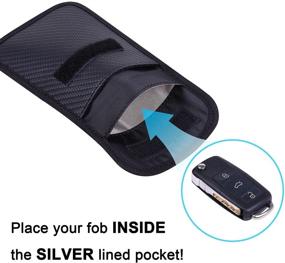 img 3 attached to 🔒 RFID Key Fob Protector - Wisdompro WP4694 Faraday Bag for Key Fob, Black PU Leather Anti-Theft Pouch, Car Signal Blocking Case, Anti-Hacking Blocker