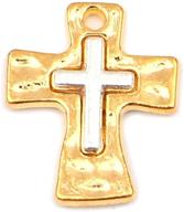 🔨 jgfinds cross charm pendants - set of 10, 0.75 inch in silver and gold tone, vintage hammered design, crafting supplies for diy jewelry making logo