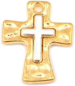 img 3 attached to 🔨 JGFinds Cross Charm Pendants - Set of 10, 0.75 Inch in Silver and Gold Tone, Vintage Hammered Design, Crafting Supplies for DIY Jewelry Making