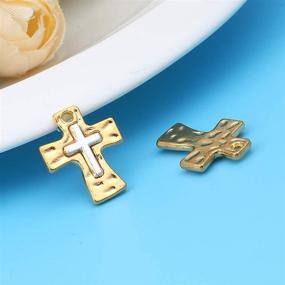 img 1 attached to 🔨 JGFinds Cross Charm Pendants - Set of 10, 0.75 Inch in Silver and Gold Tone, Vintage Hammered Design, Crafting Supplies for DIY Jewelry Making