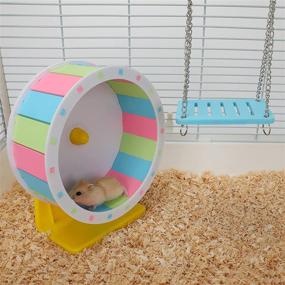 img 1 attached to 🐹 Quality Hamster Toys Set with Exercise Wheel, Wooden House, Hideout, Water Bottle Holder - Ideal Accessories for Dwarf and Syrian Hamsters