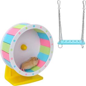 img 4 attached to 🐹 Quality Hamster Toys Set with Exercise Wheel, Wooden House, Hideout, Water Bottle Holder - Ideal Accessories for Dwarf and Syrian Hamsters