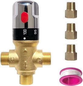 img 3 attached to 🔥 Premium Thermostatic Mixing Valve - 1/2 NPT Male Connections, Brass Construction