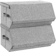 📦 songmics large stackable storage bins, gray fabric storage boxes with lids, stackable storage cubes featuring magnetic closures and semi-open front, set of 2, urlb03gy logo