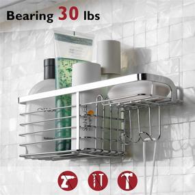 img 1 attached to 🚿 Lagute 2-Pack Shower Caddy: Bathroom Shelf with Soap Dish, Hooks for Razor, Brush, Sponge, Shampoo | Wall Mounted Rustproof Deep Basket with Adhesive | No Drilling | SUS 304 Stainless Steel