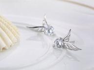 stylish eternity j. silver crystal angel wings earrings – allergy-free ear studs for a cute christmas gift logo