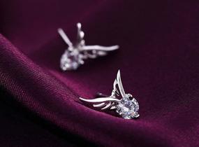 img 2 attached to Stylish Eternity J. Silver Crystal Angel Wings Earrings – Allergy-Free Ear Studs for a Cute Christmas Gift