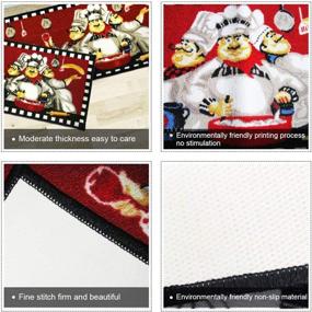 img 2 attached to Коврик для кухни FAMIFIRST 2 части, противоскользящий с латексной подкладкой, комплект: 16''x47''+16''x23'', белый повар - идеальное украшение для кухни и полового покрытия