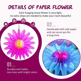 img 2 attached to 🌸 24-Piece Spring-Summer Paper Flower Decorations: Hanging Tissue Flower Handcrafted DIY Flip Flowers for Boy Girl Birthday Baby Shower Party Decoration in 4 Colors