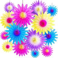 🌸 24-piece spring-summer paper flower decorations: hanging tissue flower handcrafted diy flip flowers for boy girl birthday baby shower party decoration in 4 colors logo