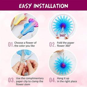 img 1 attached to 🌸 24-Piece Spring-Summer Paper Flower Decorations: Hanging Tissue Flower Handcrafted DIY Flip Flowers for Boy Girl Birthday Baby Shower Party Decoration in 4 Colors